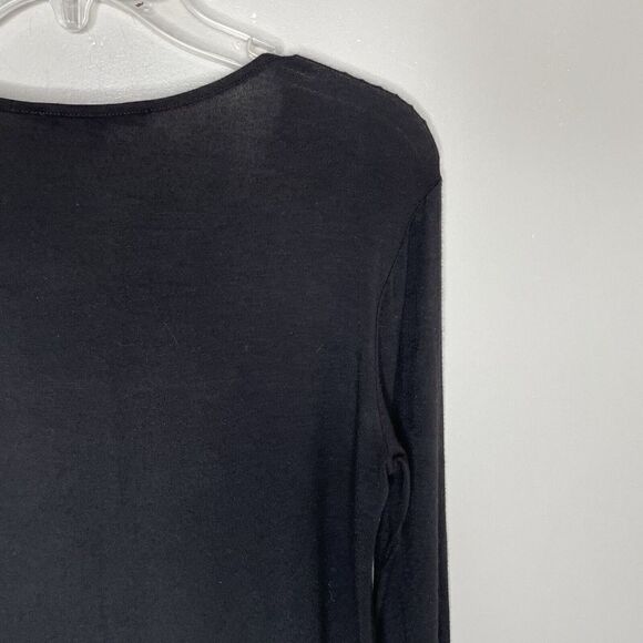 DREW Top Womens XS Gray Silk Front Colorblock Black Stretch-Knit Back Tunic USA - Picture 6 of 9